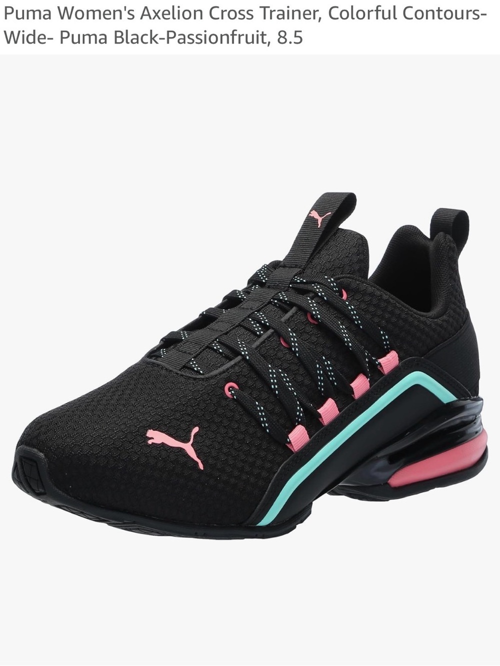Puma Women's Black Athletic Sneakers with Pink & Teal Accents